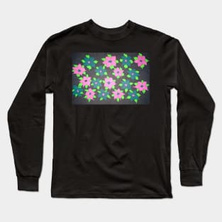 Bold Flowers in Pink and Blue Long Sleeve T-Shirt